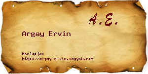 Argay Ervin névjegykártya